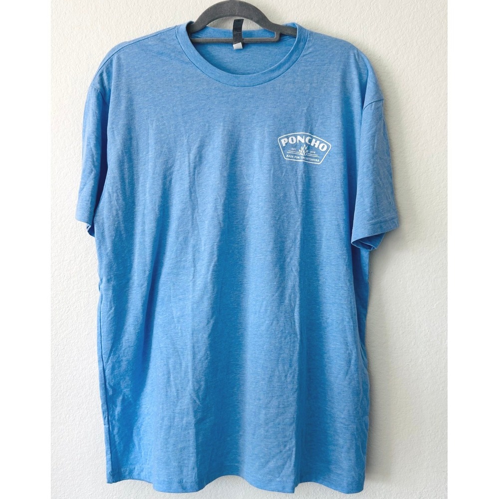 Poncho Outdoors Mens XL Blue Graphic T-Shirt Short Sleeve Made for the Outdoors